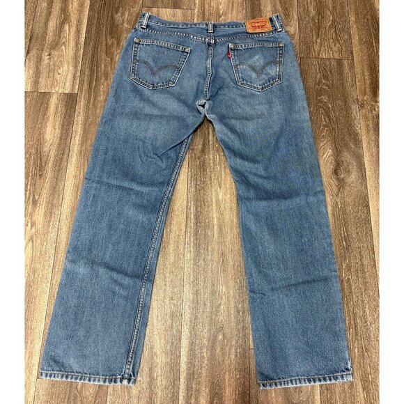 LEVI'S 505 STRAIGHT FIT MENS DENIM BLUE JEANS SIZE 36X34 TALL-LONG 100% COTTON - Picture 8 of 10